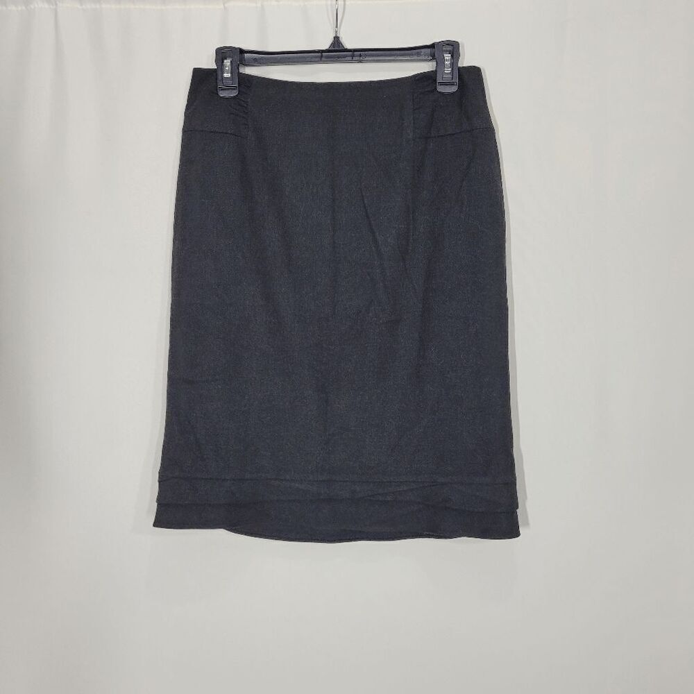 Classiques Entier Charcoal Gray Ruffle Hem Pencil Skirt Size 4